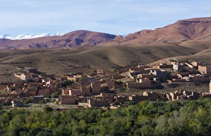 Morocco Atlas Mountains Boulmane Danes village with mountains and old buildings Morocco Atlas Mountains Boulmane Danes village with mountains and old buildings