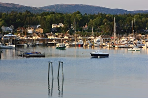 The mountains of Acadia behind Southwest Harbor on Maines Mount Desert Island The mountains of Acadia behind Southwest Harbor on Maines Mount Desert Island