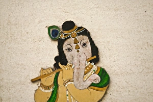 Mural depicting Ganesha, a Hindu deity, inside City Palace, Udaipur, Rajasthan, India Mural depicting Ganesha, a Hindu deity, inside City Palace, Udaipur, Rajasthan, India