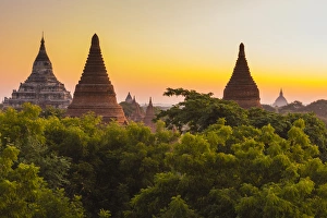 Myanmar. Bagan. Dawn over the plains of Bagan Myanmar. Bagan. Dawn over the plains of Bagan