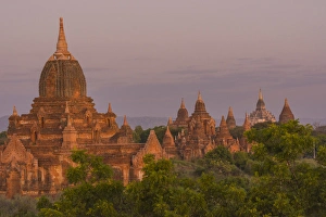 Myanmar. Bagan. Temples of Bagan in the purple pre-dawn light Myanmar. Bagan. Temples of Bagan in the purple pre-dawn light