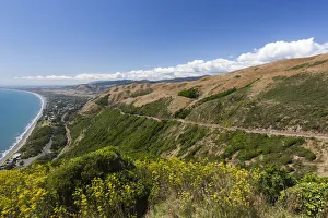 New Zealand, North Island, Paekakariki, elevated view of the Kapiti Coast New Zealand, North Island, Paekakariki, elevated view of the Kapiti Coast