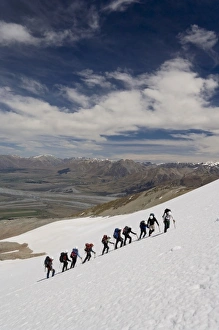 New Zealand, South Island, Potts Range. NOLS course climbing an unnamed peak New Zealand, South Island, Potts Range. NOLS course climbing an unnamed peak