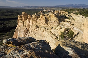 NM, New Mexico, El Malpais National Monument, Sandstone Bluffs Overlook, vista over NM, New Mexico, El Malpais National Monument, Sandstone Bluffs Overlook, vista over