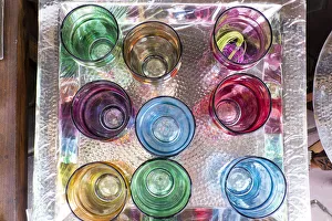 North Africa, Morocco, Marrakech. Tea glasses on tray North Africa, Morocco, Marrakech. Tea glasses on tray