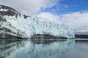 North America, Alaska, Glacier Bay. A close-in view of Margerie Glacier with lateral North America, Alaska, Glacier Bay. A close-in view of Margerie Glacier with lateral