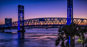 North America, Jacksonville, Florida. View of The Blue Bridge at twilight North America, Jacksonville, Florida. View of The Blue Bridge at twilight