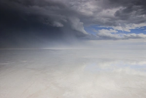 North America, USA, Utah, Bonneville Salt Flats. Passing thunderstorm over Bonneville North America, USA, Utah, Bonneville Salt Flats. Passing thunderstorm over Bonneville