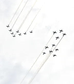 North America, USA, Wisconsin, Oshkosh, AirVenture 2016, Formations of T-28 Trojans North America, USA, Wisconsin, Oshkosh, AirVenture 2016, Formations of T-28 Trojans