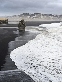 North Atllantic coast near Vik y Myrdal during a winter storm with heavy gales. europe North Atllantic coast near Vik y Myrdal during a winter storm with heavy gales. europe
