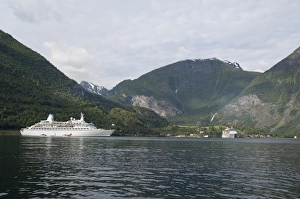 Norway, Flam (aka Flaam). Cruise ships, Costas Mediterranea & World Discovery Norway, Flam (aka Flaam). Cruise ships, Costas Mediterranea & World Discovery