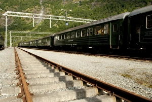 Norway, Flam. Flam Railway (aka Flamsbana) scenic electric tourist train, Flam station Norway, Flam. Flam Railway (aka Flamsbana) scenic electric tourist train, Flam station