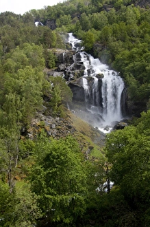 Norway, roadside views along the scenic bi-way between Borgund and Laerdal, waterfall Norway, roadside views along the scenic bi-way between Borgund and Laerdal, waterfall