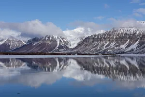 Norway, Svalbard, Spitsbergen, Fjord. Arctic fjord reflections Norway, Svalbard, Spitsbergen, Fjord. Arctic fjord reflections