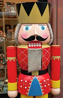 Frankfurt Old Town Prints: Nutcracker outside store in Old Town, Frankfurt, Germany