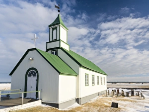 The old church of Gardur, Reykjanes peninsula during winter. europe, northern europe The old church of Gardur, Reykjanes peninsula during winter. europe, northern europe
