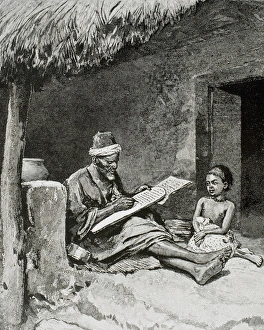 An old man teach to write a child. French Sudan. 1893 An old man teach to write a child. French Sudan. 1893