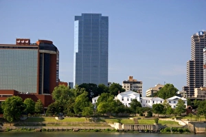 Old Statehouse and modern office buildings along the Arkansas River at Little Rock Old Statehouse and modern office buildings along the Arkansas River at Little Rock