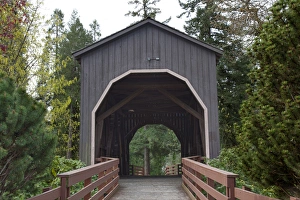 OR, Douglas County, Pass Creek Covered Bridge, built in 1925, spans Pass Creek in Drain OR, Douglas County, Pass Creek Covered Bridge, built in 1925, spans Pass Creek in Drain