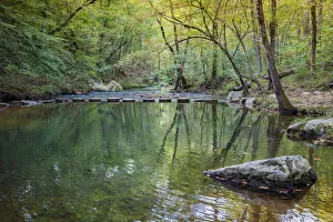 Otter Lake Creek boulders and reflections, Blue Ridge Parkway, Smoky Mountains, USA Otter Lake Creek boulders and reflections, Blue Ridge Parkway, Smoky Mountains, USA