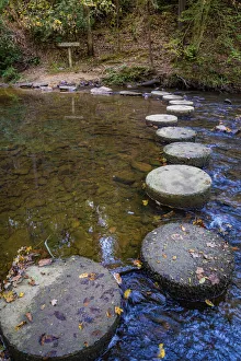 Otter Lake Creek stepping stones, Blue Ridge Parkway, Smoky Mountains, USA Otter Lake Creek stepping stones, Blue Ridge Parkway, Smoky Mountains, USA