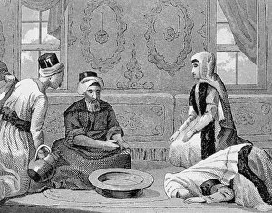 OTTOMAN EMPIRE. TURKEY. Turkish noble grooming. Engraving of the nineteenth century OTTOMAN EMPIRE. TURKEY. Turkish noble grooming. Engraving of the nineteenth century