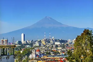 Overlook Buildings Churches Cityscape Volcano Mount Popocatepetl, Puebla, Mexico Overlook Buildings Churches Cityscape Volcano Mount Popocatepetl, Puebla, Mexico