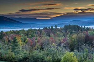 Painterly fall landscape with fog and fall foliage, Sugar Hill, White Mountains Painterly fall landscape with fog and fall foliage, Sugar Hill, White Mountains