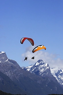 Paramotor and Mt Chaos, Paradise, near Glenorchy, Queenstown Region, South Island Paramotor and Mt Chaos, Paradise, near Glenorchy, Queenstown Region, South Island