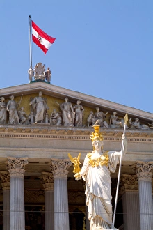 Parliament Building and flag in Vienna Austria Parliament Building and flag in Vienna Austria