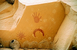 Pictograph near Penasco Blanco ruin in Chaco Canyon N.M. thought to represent A Pictograph near Penasco Blanco ruin in Chaco Canyon N.M. thought to represent A