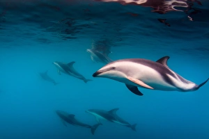 Pod of Dusky Dolphins off of Kaikoura, New Zealand Pod of Dusky Dolphins off of Kaikoura, New Zealand