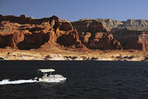 Pontoon Boat on Lake Powell; Glen Canyon National Recreation Area; Page; Arizona; USA Pontoon Boat on Lake Powell; Glen Canyon National Recreation Area; Page; Arizona; USA