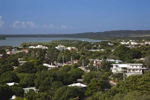 Puerto Rico, South Coast, La Parguera, elevated town view by Bahia de Fosforescente bay Puerto Rico, South Coast, La Parguera, elevated town view by Bahia de Fosforescente bay