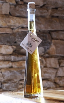 Rakija grappa type spirit flavoured with herbs backlit, Rogacica, Toreta Vinarija Rakija grappa type spirit flavoured with herbs backlit, Rogacica, Toreta Vinarija