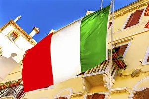 Red, white and green Italian flag, Venice, Italy Red, white and green Italian flag, Venice, Italy