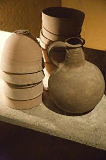 Replicas of ancient Essene pottery at the Qumran National Park Visitors Center on the Dead Sea Replicas of ancient Essene pottery at the Qumran National Park Visitors Center on the Dead Sea