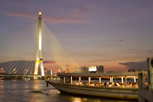 River ferry, Rama VIII Bridge Chao Praya River Bangkok River ferry, Rama VIII Bridge Chao Praya River Bangkok