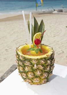 Fresh Fruit Drinks Prints: Rum Punch in pineapple