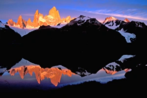 SA, Argentina, Los Glaciares NP Monte Fitz Roy; Fitz Roy group reflected in glacial SA, Argentina, Los Glaciares NP Monte Fitz Roy; Fitz Roy group reflected in glacial