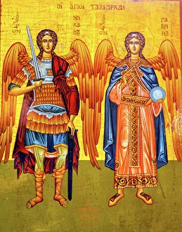 Saint Michael Angels Golden Icon Saint Georges Greek Orthodox Church Madaba Jordan Saint Michael Angels Golden Icon Saint Georges Greek Orthodox Church Madaba Jordan