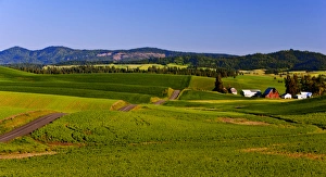 A scenic road view of some rolling hills in Idaho A scenic road view of some rolling hills in Idaho