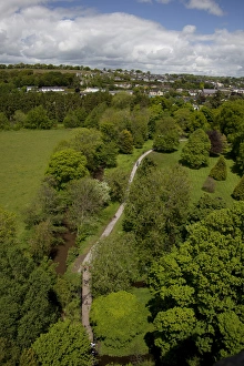 Scenic view from the Blarney Castle top of the River Martin and the green lush grounds Scenic view from the Blarney Castle top of the River Martin and the green lush grounds