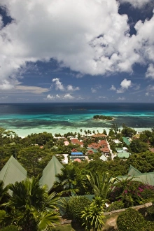 Seychelles, Praslin Island, Anse Volbert, aerial view of tourist village Seychelles, Praslin Island, Anse Volbert, aerial view of tourist village