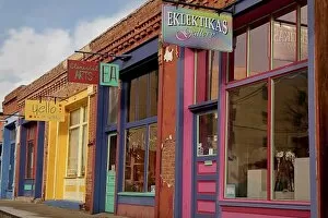 Images Dated 26th December 2007: Silver City, New Mexico, United States. Side street with colorful store fronts