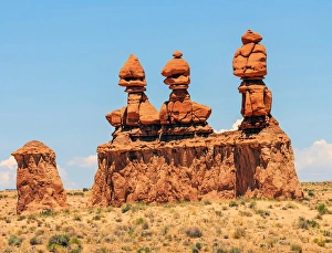 Three Sisters Hoodoos Goblin Valley State Park Rock Canyon San Rafael Desert Utah USA Three Sisters Hoodoos Goblin Valley State Park Rock Canyon San Rafael Desert Utah USA