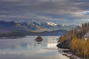 Small island in Hungry Horse Reservoir in the Flathead National Forest, Montana, USA Small island in Hungry Horse Reservoir in the Flathead National Forest, Montana, USA