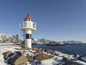 Small town Kabelvag, island Austvagoya. The Lofoten islands in northern Norway during winter Small town Kabelvag, island Austvagoya. The Lofoten islands in northern Norway during winter