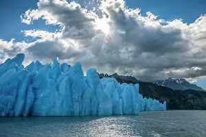 South America, Chile, Patagonia, Torres del Paine National Park. Blue glacier and mountains South America, Chile, Patagonia, Torres del Paine National Park. Blue glacier and mountains