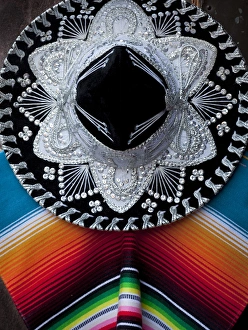 South America, Mexico, San Miguel de Allende. Arrangement of sombrero and blanket South America, Mexico, San Miguel de Allende. Arrangement of sombrero and blanket